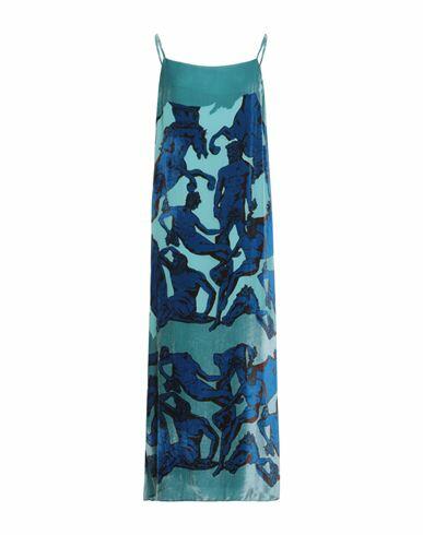 Ferragamo Woman Maxi dress Blue Viscose, Silk Cover