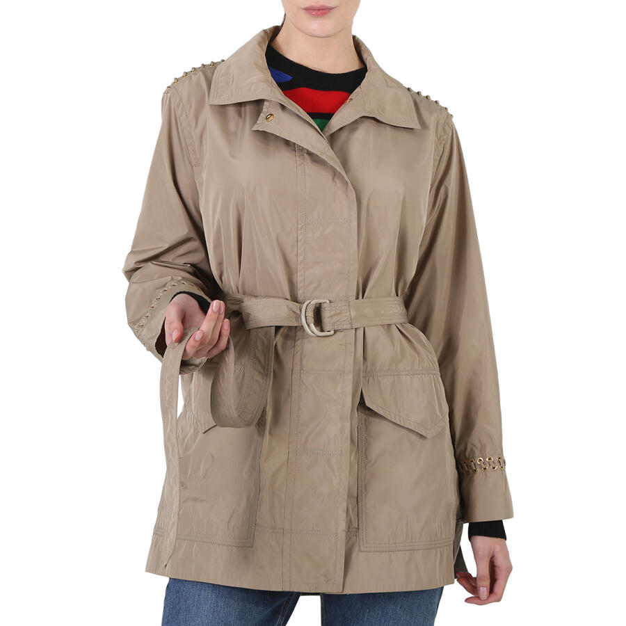 Roberto Cavalli Ladies Sand Whipstitched Safari Lightweight Coat Cover