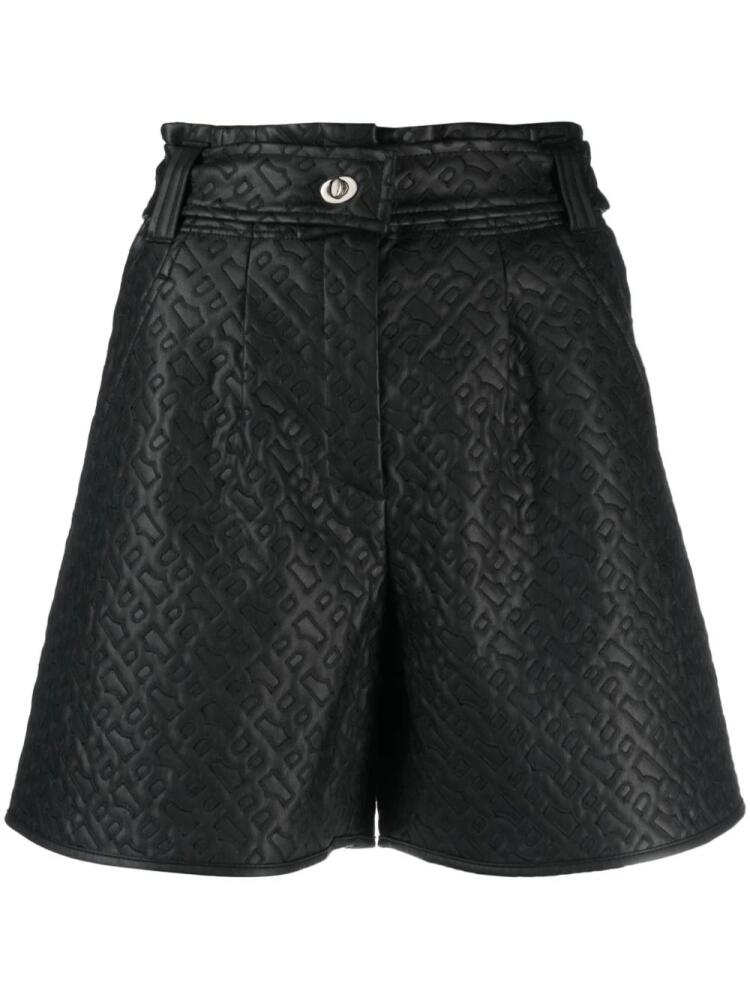 BOSS monogram-embossed high-waisted shorts - Black Cover