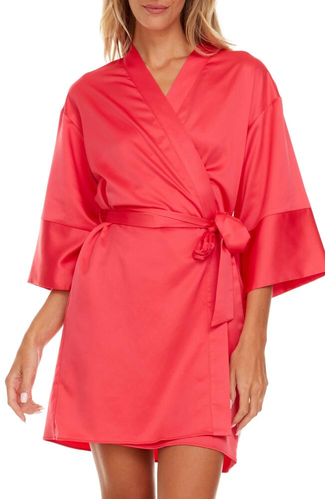 Flora Nikrooz Sasha Lace Trim Satin Wrap in Flamingo Cover