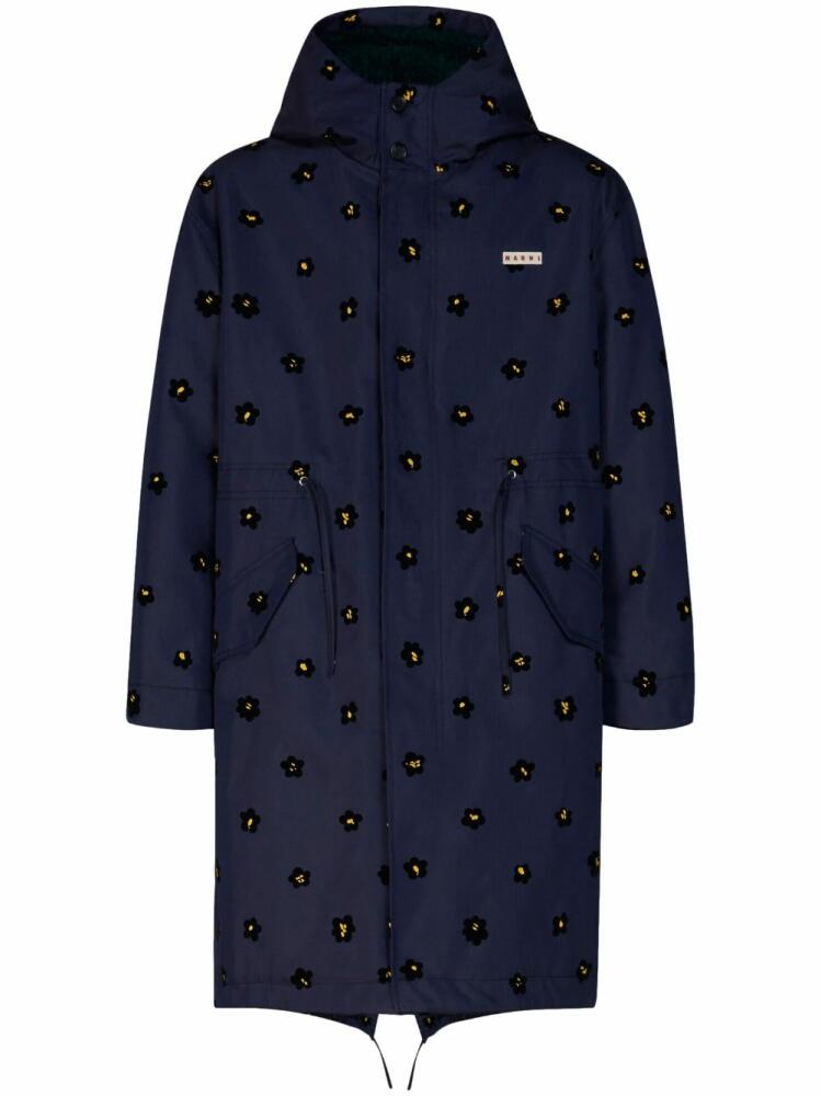 Marni Draft Flower parka coat - Blue Cover