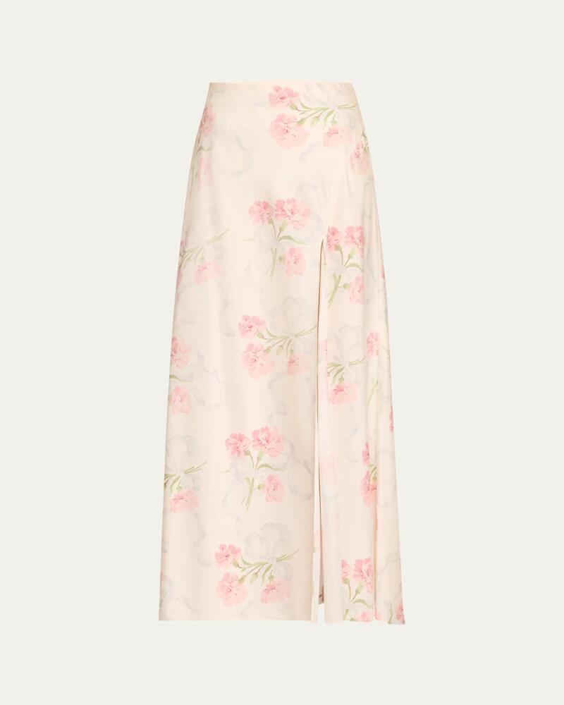 LoveShackFancy Connie Silk Floral Maxi Skirt Cover