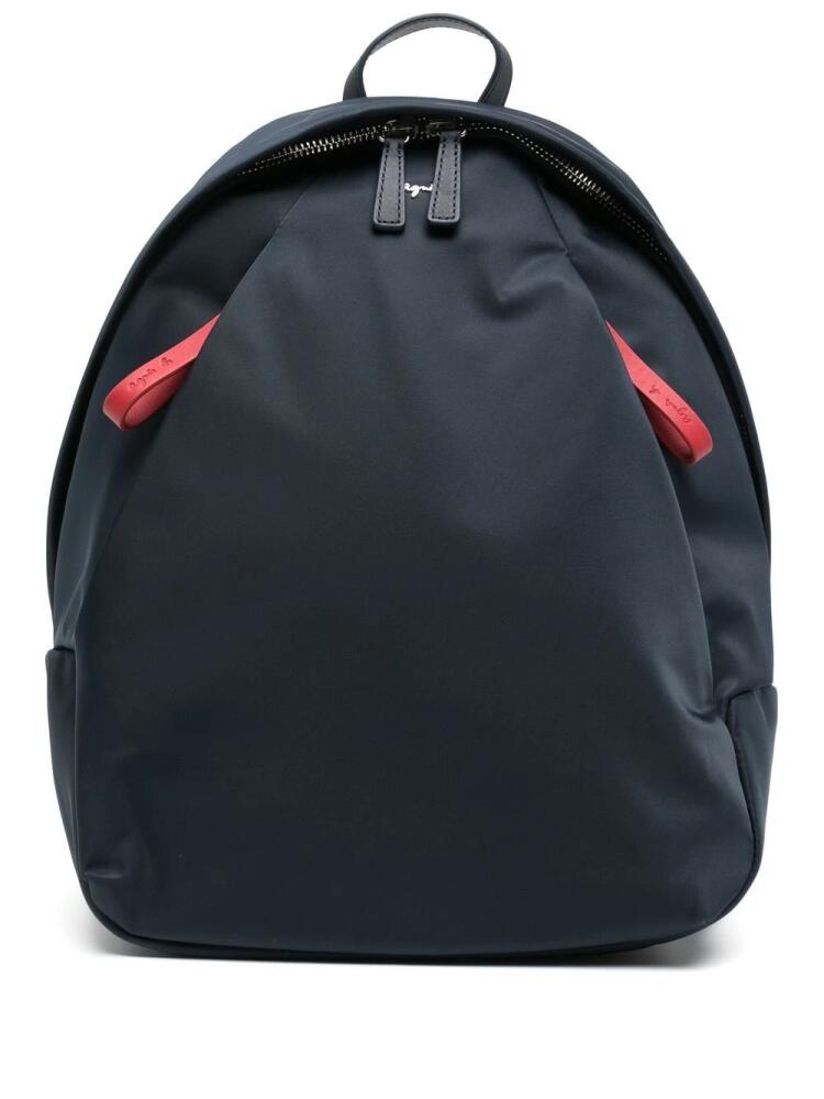 agnès b. zipped plaque-logo backpack - Blue Cover