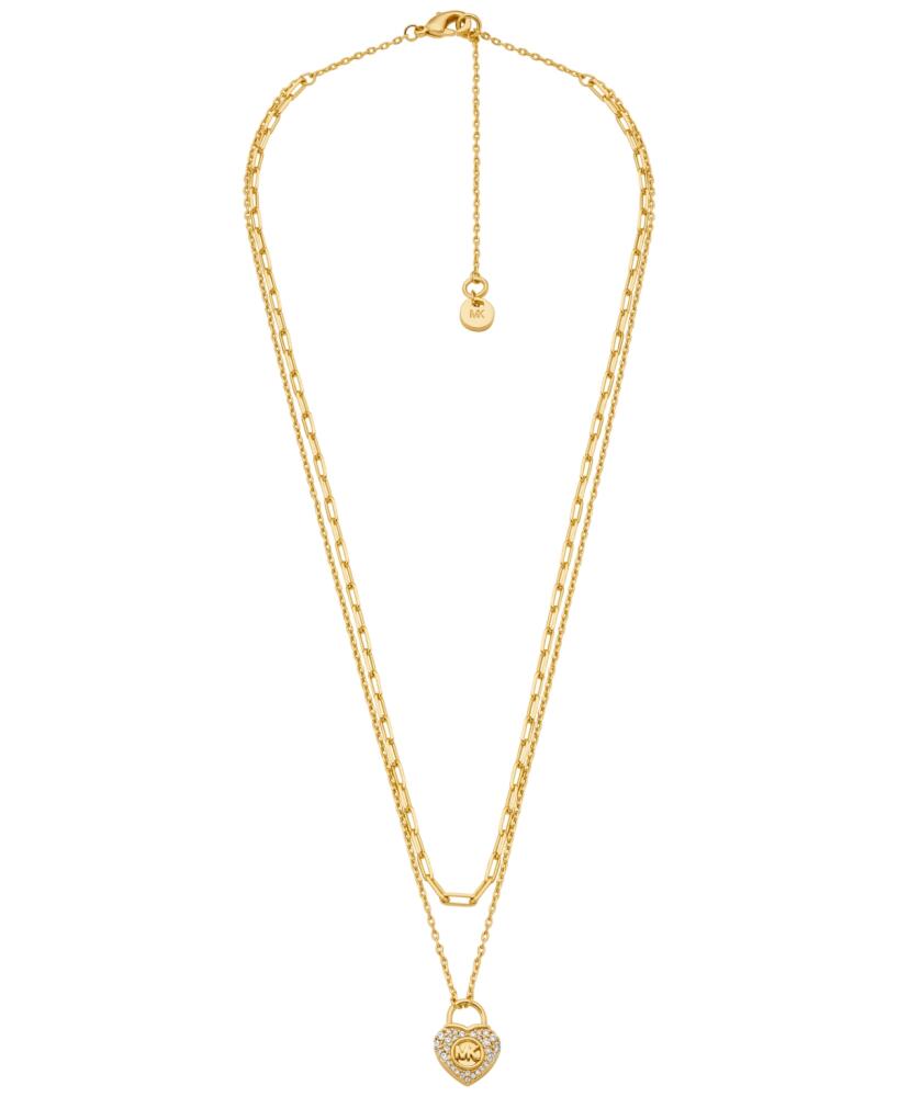 Michael Kors Silver-Tone or Gold-Tone Double Layer Heart Lock Necklace - Gold Cover