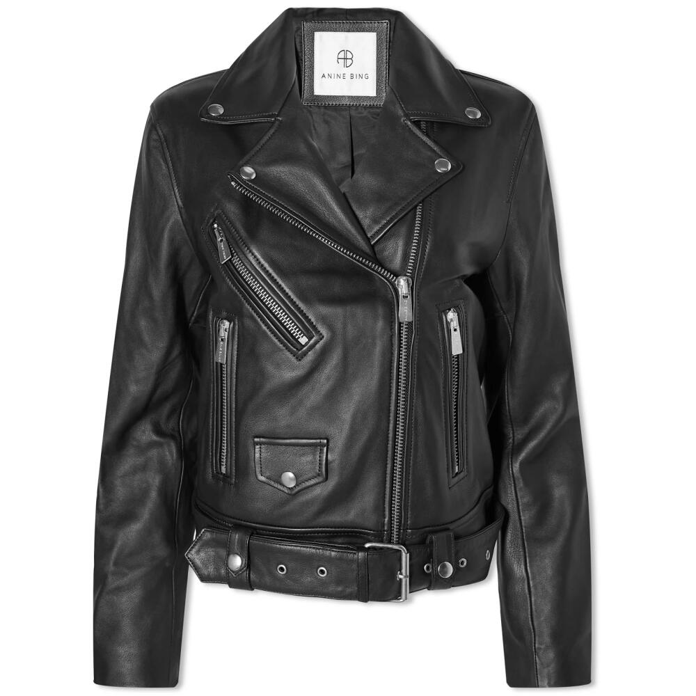 Anine Bing Women's Benjamin Moto Leather Jacket in Black Cover