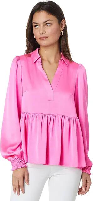 Lilly Pulitzer Jaylene Long Sleeve Top (Cerise Pink) Women's Clothing Cover