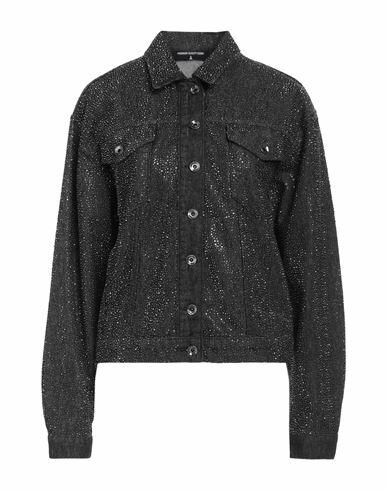 Patrizia Pepe Woman Denim outerwear Black Cotton, Glass Cover