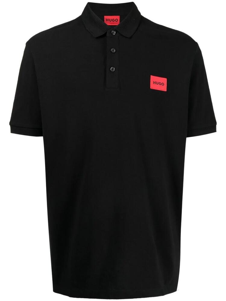 HUGO Dereso222 logo-patch polo shirt - Black Cover