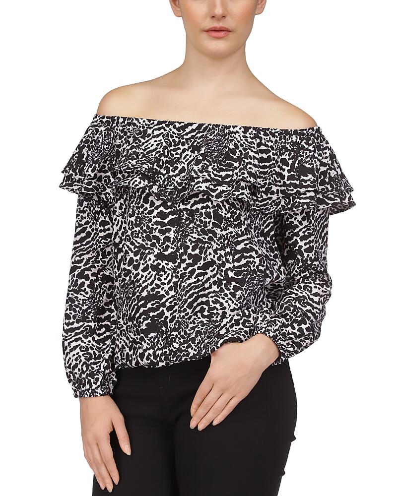 Michael Kors Ocelot Ruffle Trim Top Cover