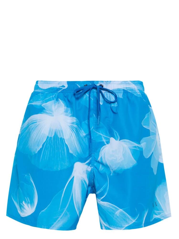 Armani Exchange floral-print swim shorts - Blue Cover