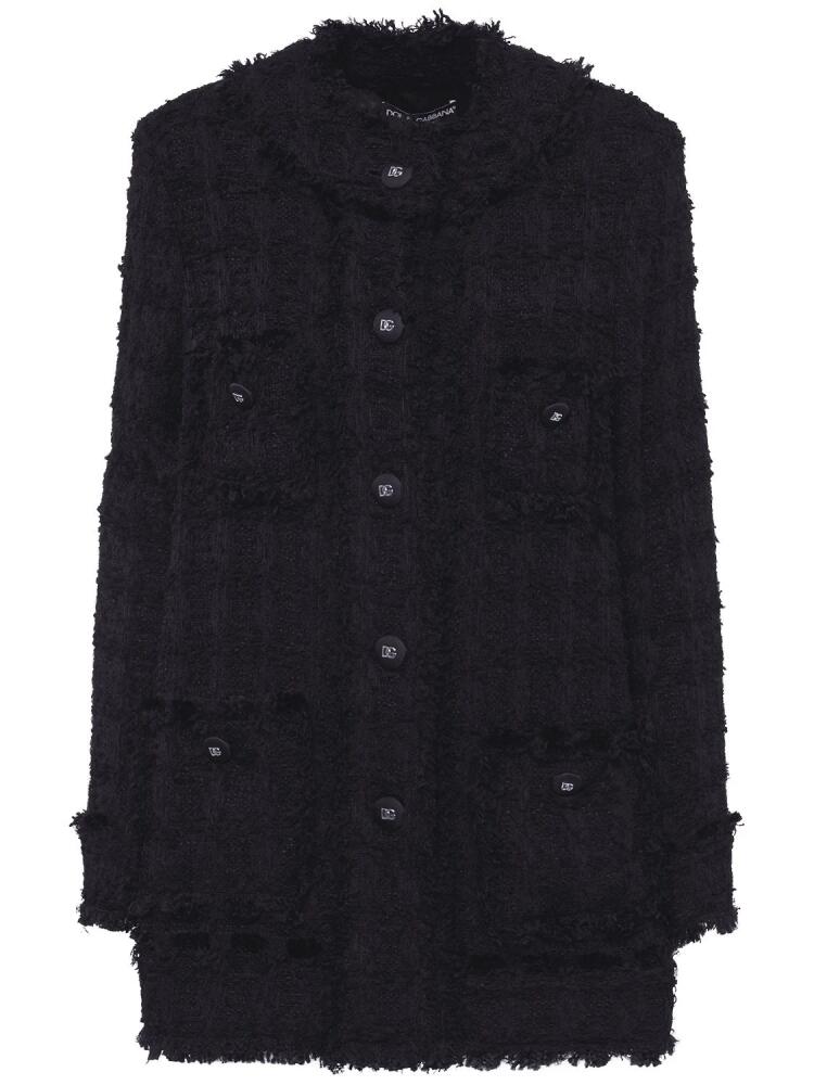 DOLCE & GABBANA Wool Tweed Long Jacket Cover