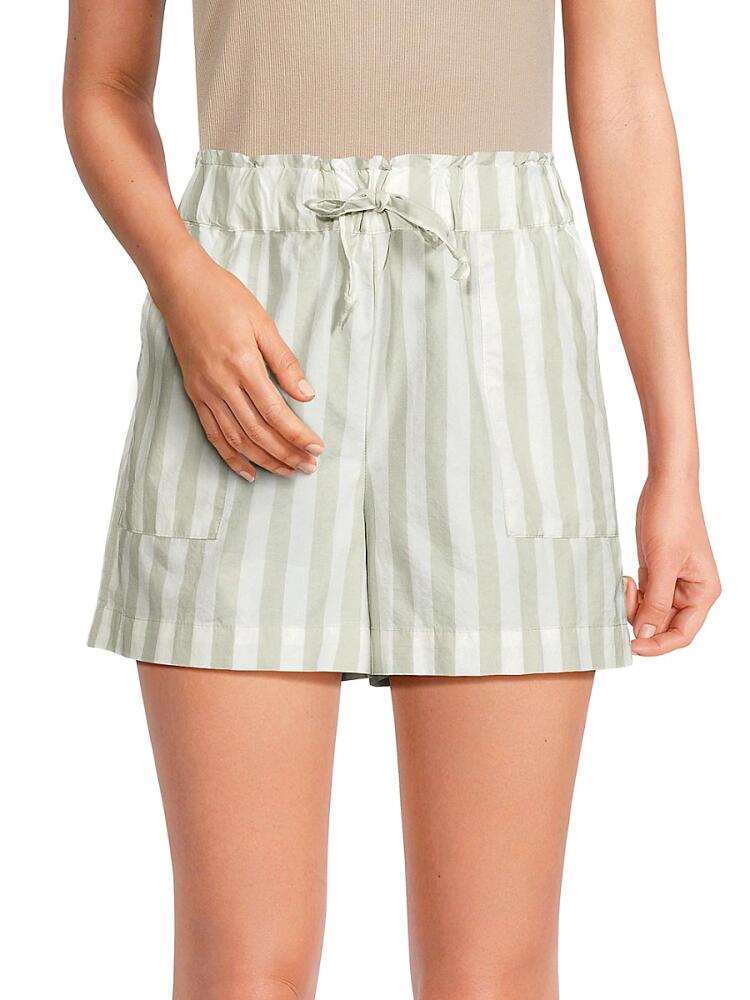 Kensie Women's Striped Flat Front Shorts - Sprout Stripe Cover