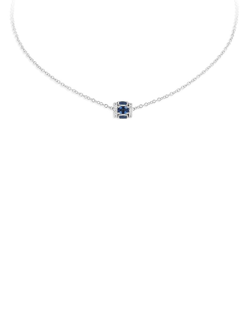 Miseno Jewelry 18K White Gold Procida Blue Sapphire & Diamond Cylinder Pendant Necklace, 16-18 Cover