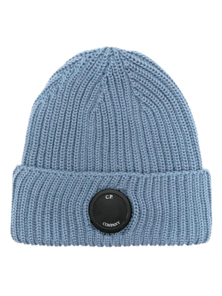 C.P. Company Lens detail beanie hat - Blue Cover