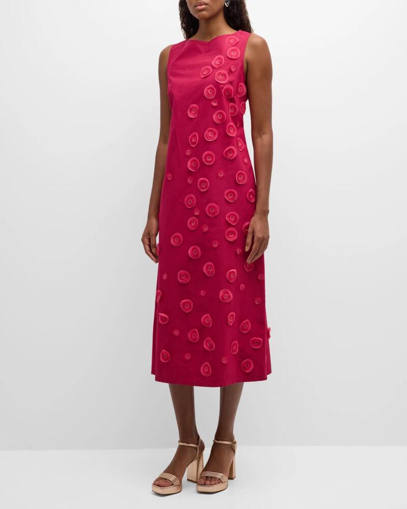 Frances Valentine Mirabelle Sleeveless Floral Applique Midi Dress Cover