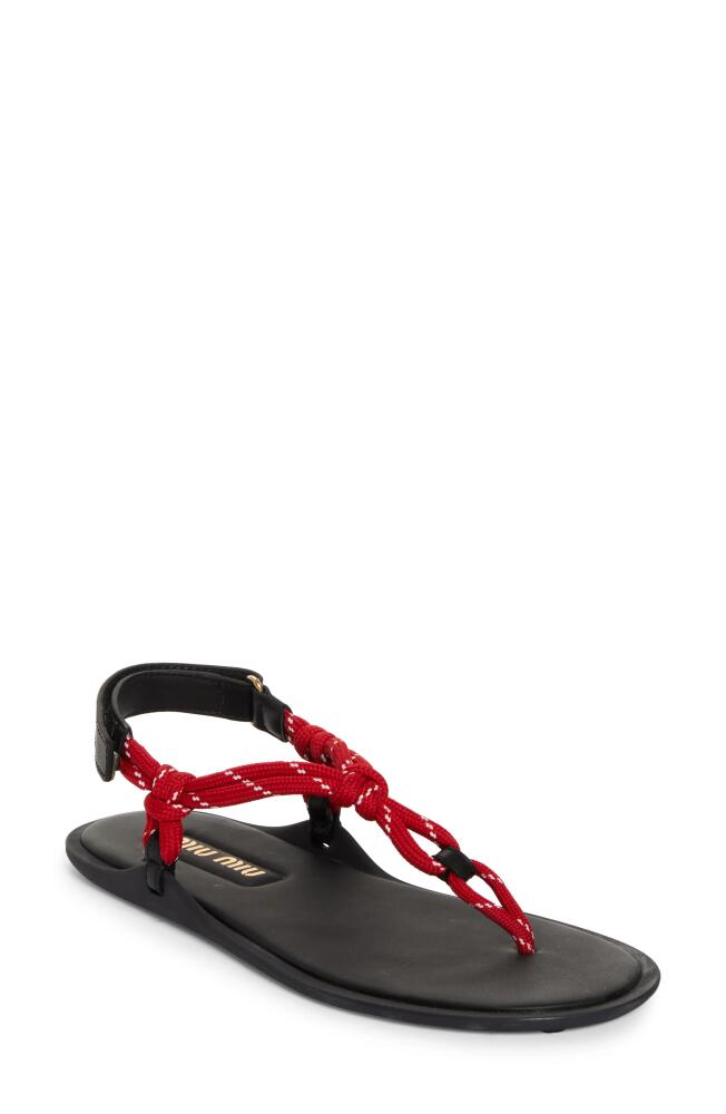 Miu Miu Riviere Cord & Leather Sandal in Red Cover