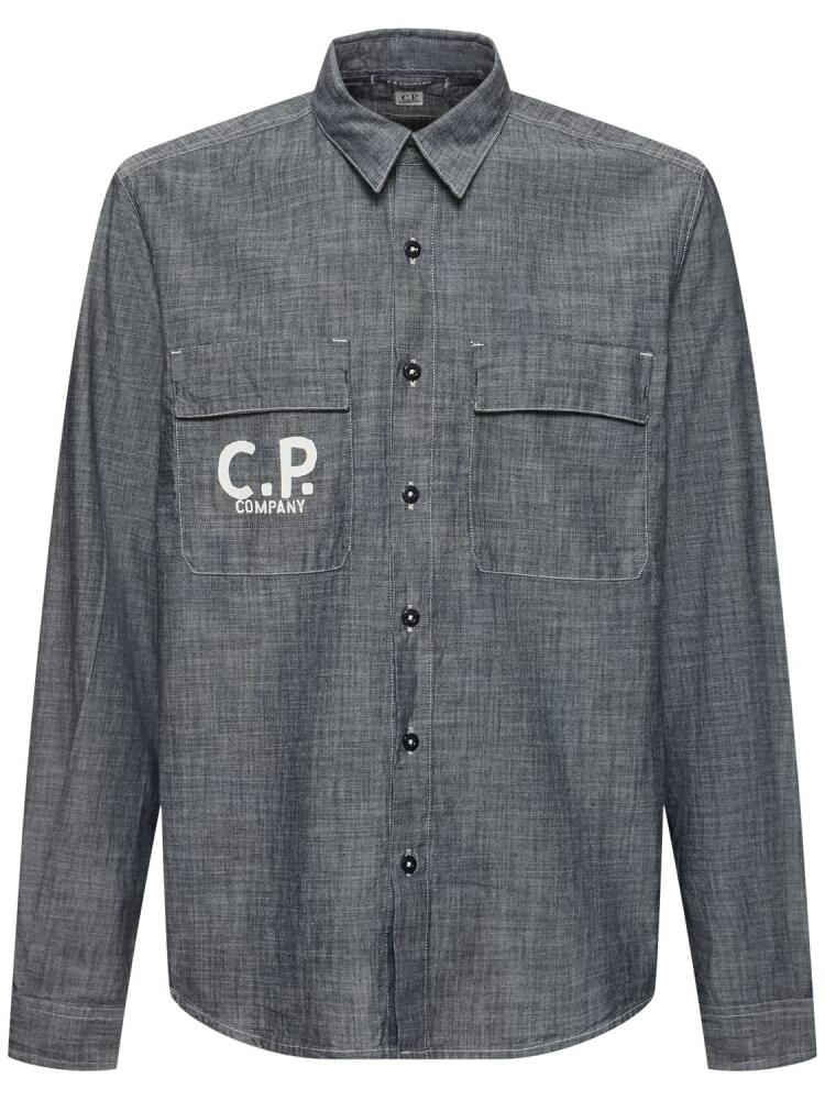 C.P. COMPANY Chambray Long Sleeved Logo Shirt Cover