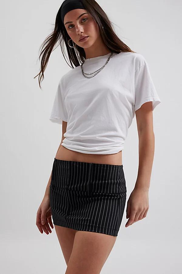 Silence + Noise Drew Wide Waistband Micro Mini Skirt in Black/White Stripe Cover