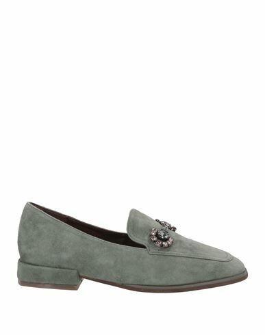 Alma En Pena. Woman Loafers Sage green Leather Cover