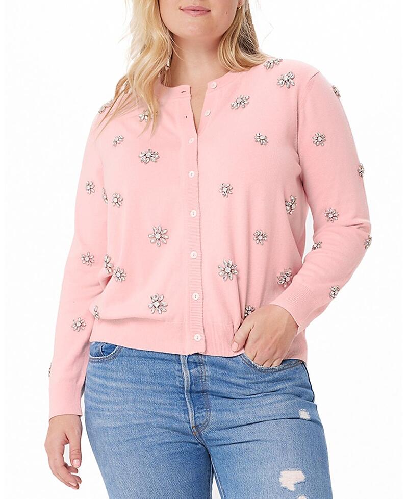 Minnie Rose Cotton Crewneck Gem Cardigan Cover