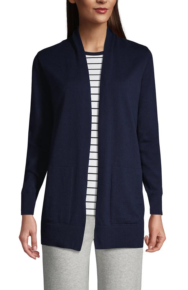 Lands' End Long Sleeve Open Long Cardigan Sweater in Radiant Navy Cover