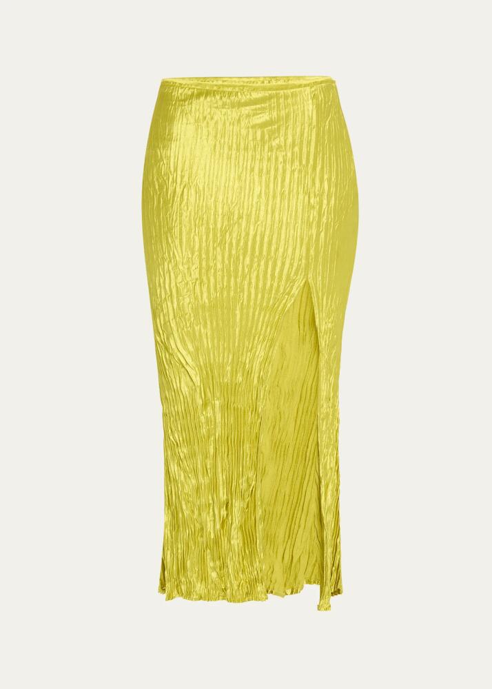 Jason Wu Collection Hammered Satin Pleated Midi Skirt Cover