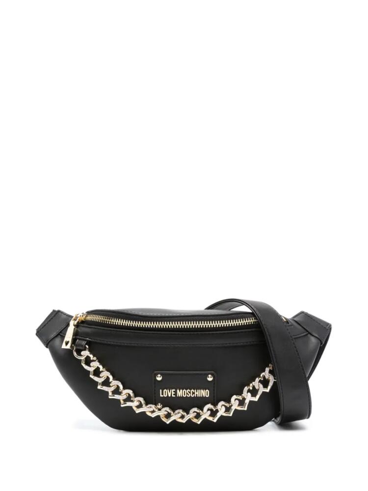 Love Moschino logo-lettering belt bag - Black Cover