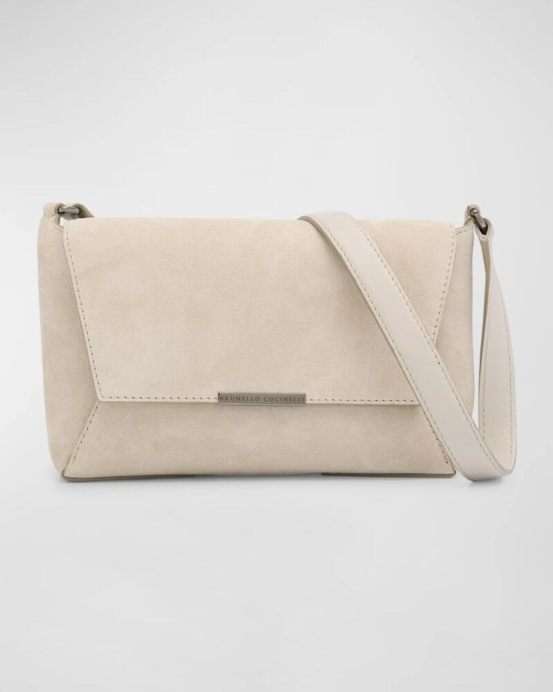 Brunello Cucinelli Geo Flap Suede Crossbody Bag Cover