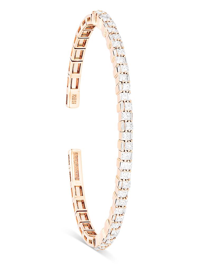 Suzanne Kalan 18K Rose Gold Diamond Princess Cut & Baguette Bangle Bracelet Cover