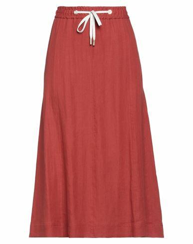 Eleventy Woman Midi skirt Rust Linen Cover