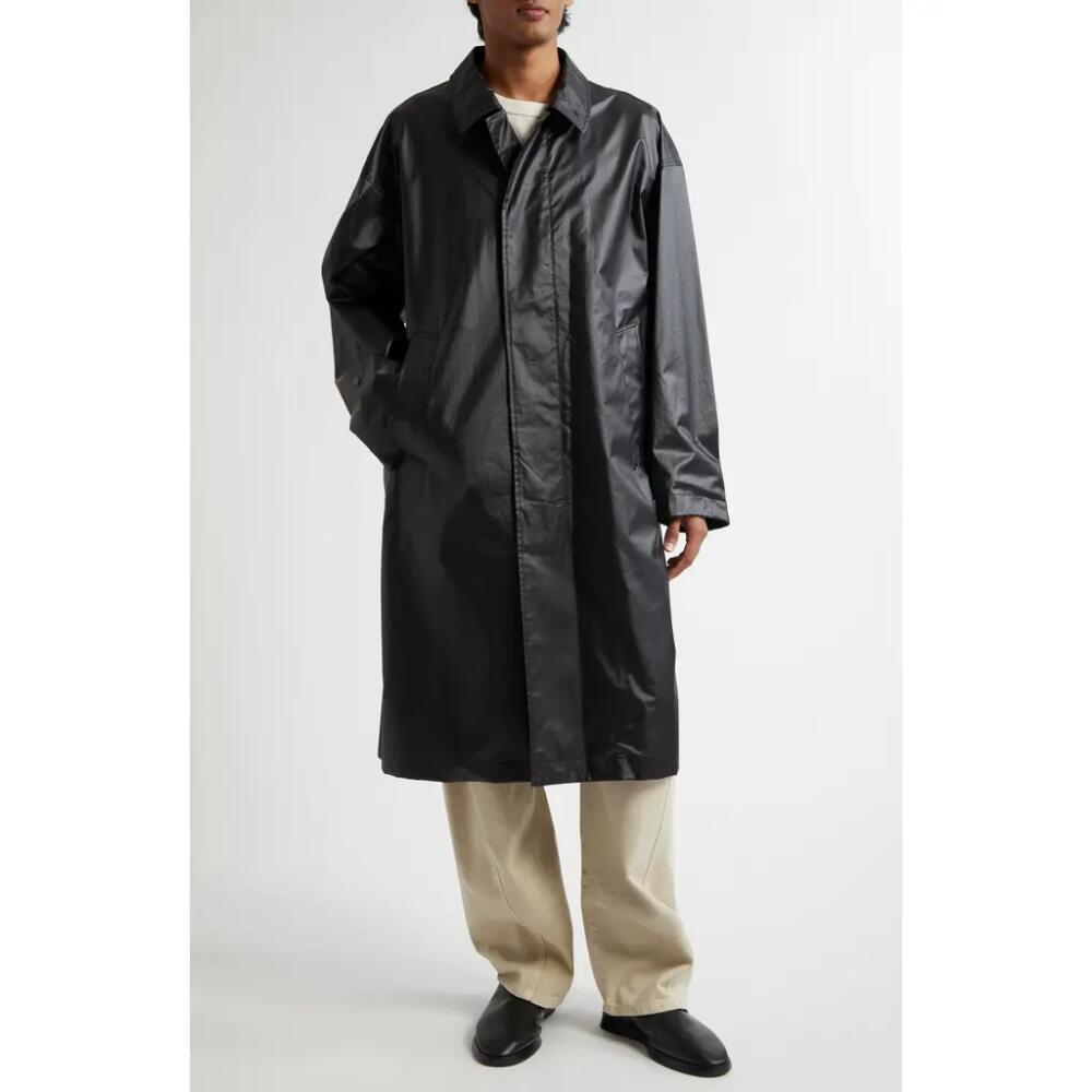 Lemaire Boxy Coated Water Repellent Rain Coat in Ash Black Cover