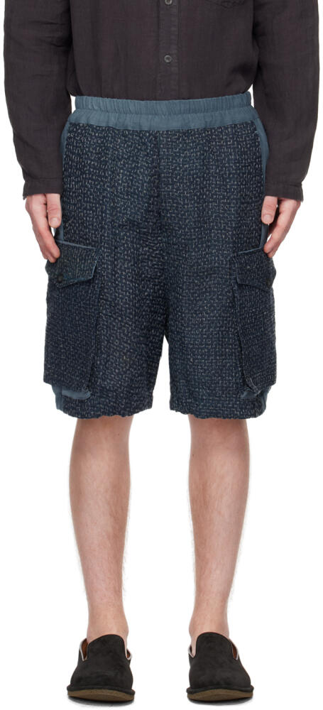 By Walid Navy Stitched Shorts Cover