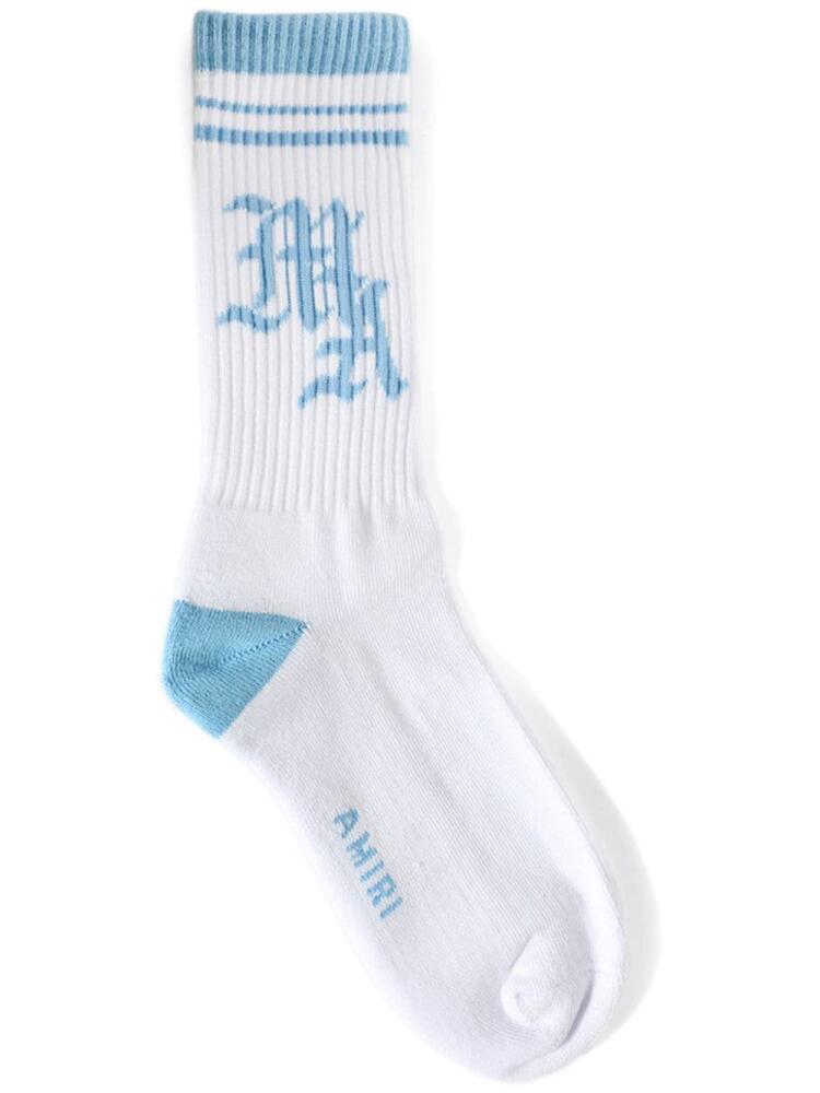 AMIRI MA Varsity logo-intarsia cotton socks - White Cover