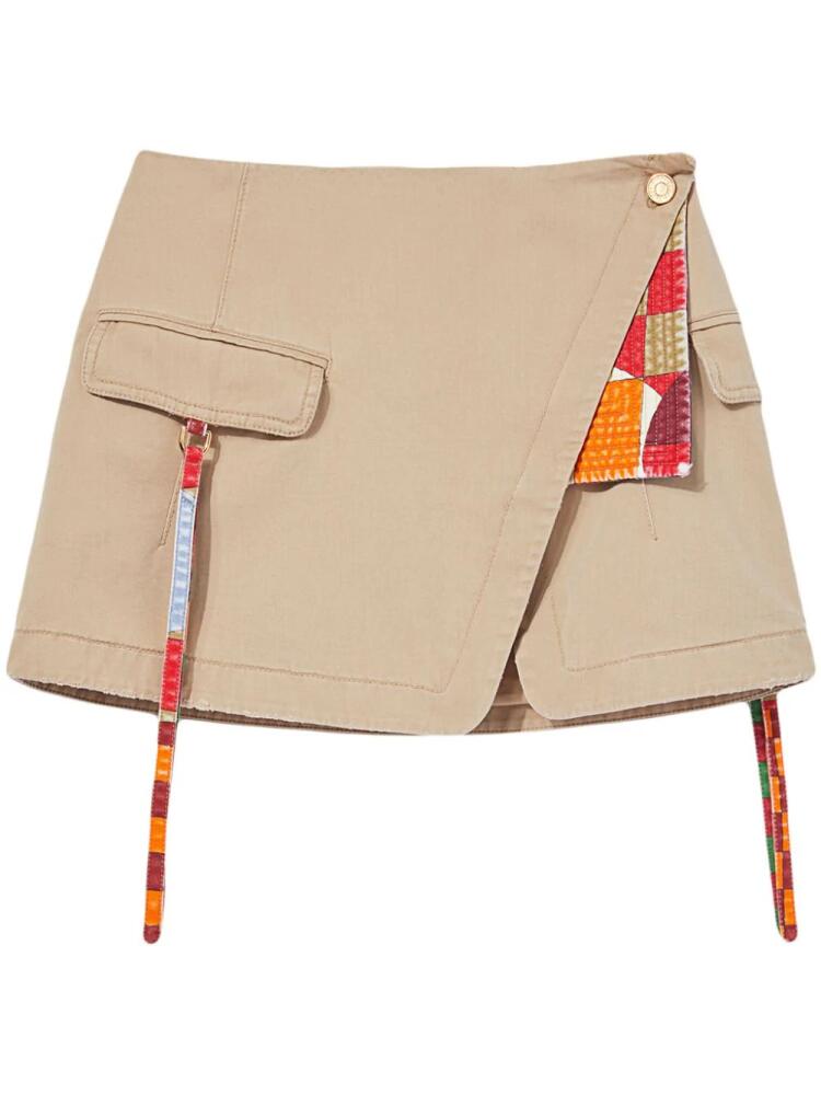 PUCCI contrasting-trim panelled cotton mini skirt - Neutrals Cover