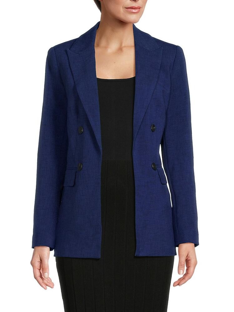 T Tahari Women's Peak Lapel Double Breasted Blazer - Blue Cover