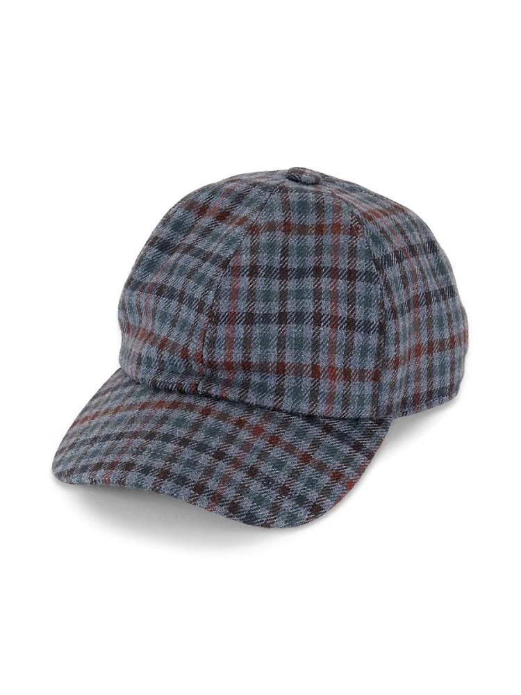 Saks Fifth Avenue Made in Italy Men's Glen Plaid Wool Baseball Cap - Navy Cover