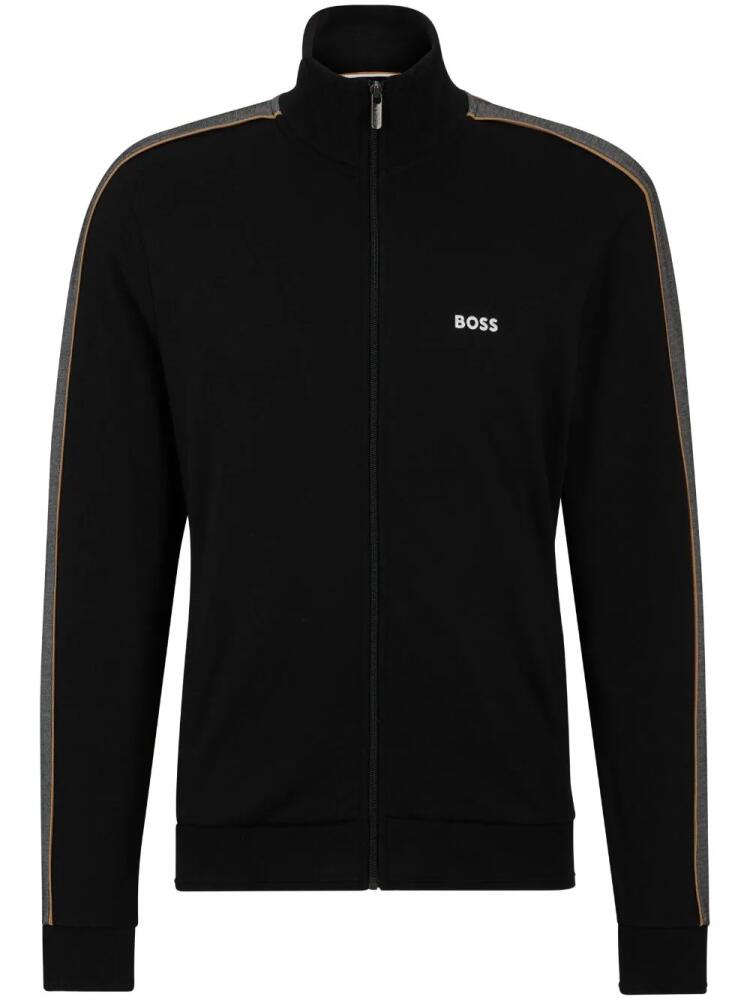 BOSS logo-print zip-up cardigan - Black Cover