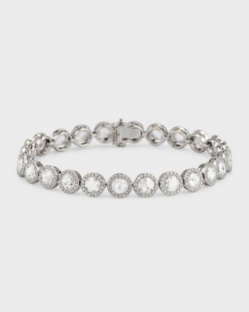 64 Facets 18k White Gold Scallop Diamond Tennis Bracelet, 5.71tcw Cover