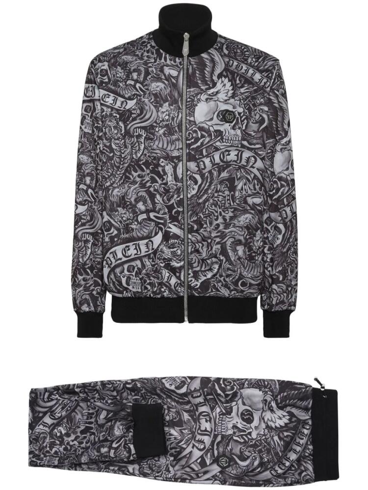 Philipp Plein Tattoo all over-print tracksuit set - Black Cover