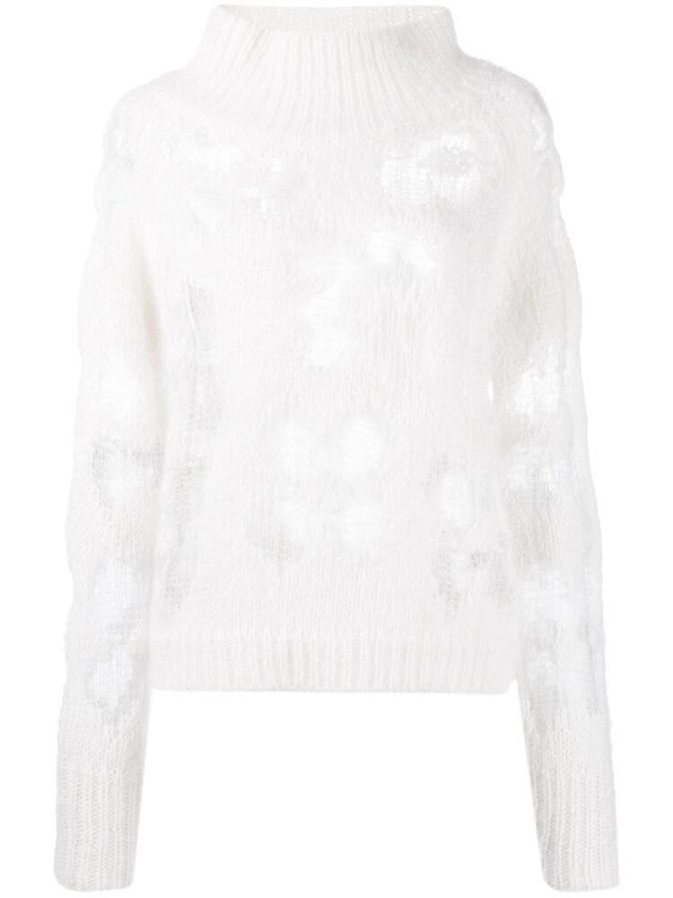 Cecilie Bahnsen distressed-effect roll-neck jumper - White Cover