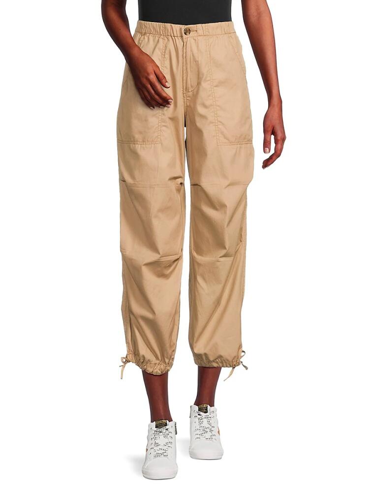 Kensie Women's Drawstring Hem Cropped Joggers - Pale Khaki Cover