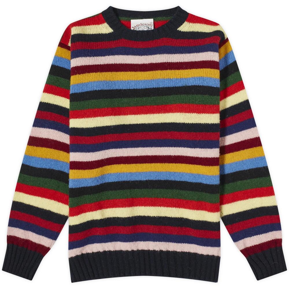 Jamieson's of Shetland Men's Stripe Crew Knit in Pastel Multi Cover