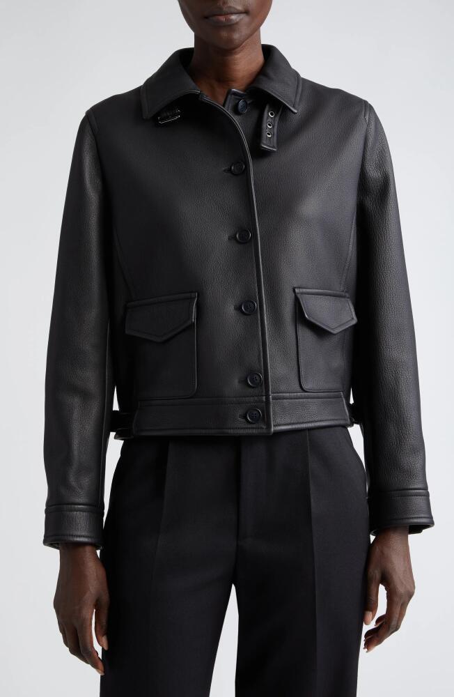 Akris Lambskin Leather Bomber Jacket in 009 Black Cover