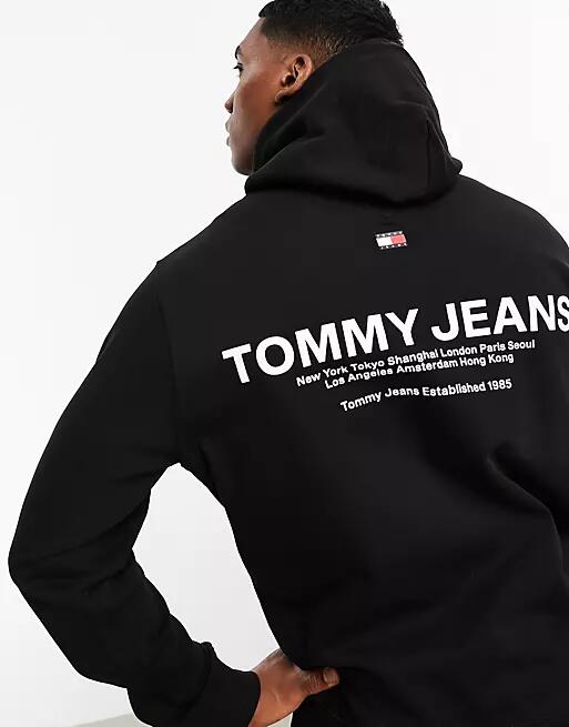 Tommy Jeans regular entry logo graphic hoodie in black Cover