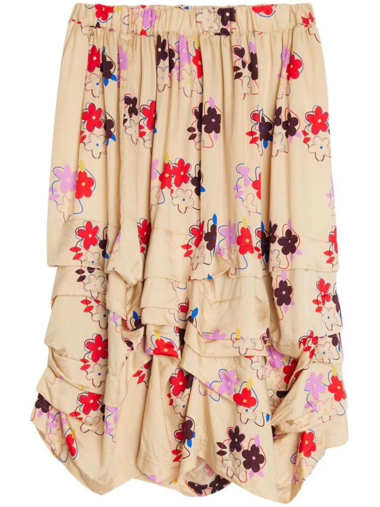 Comme Des Garçons Girl floral-print layered midi skirt - Neutrals Cover