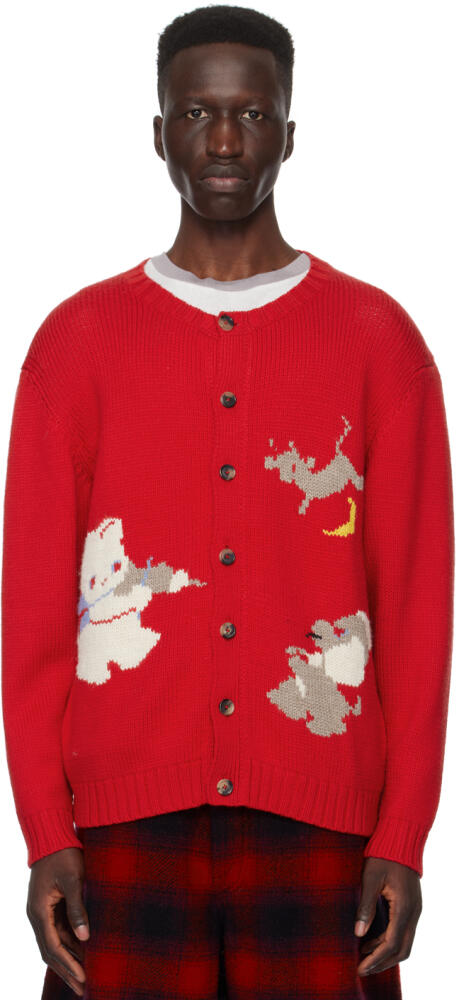 Bode Red Novelty Prose Cardigan Cover