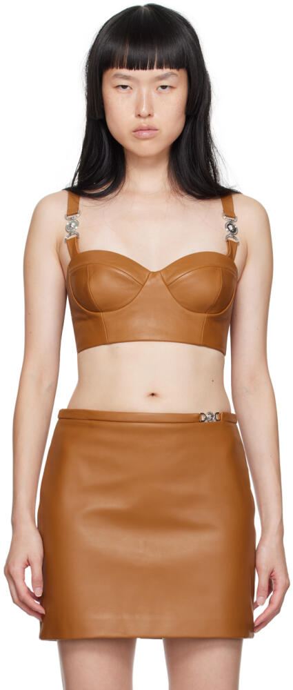 Versace Tan Medusa '95 Leather Tank Top Cover