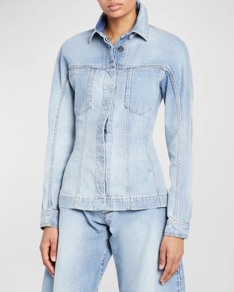 ALAIA Button-Front Fitted Denim Jacket Cover