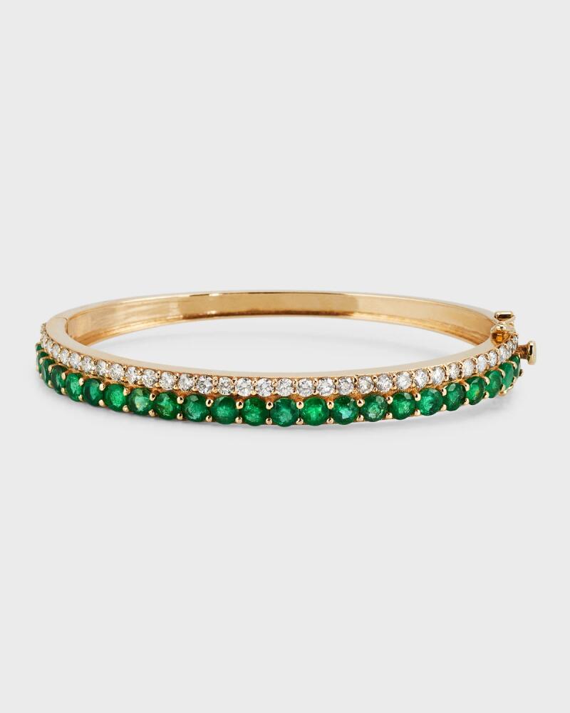 Siena Jewelry 14K Yellow Gold Emerald Diamond Bangle Bracelet Cover