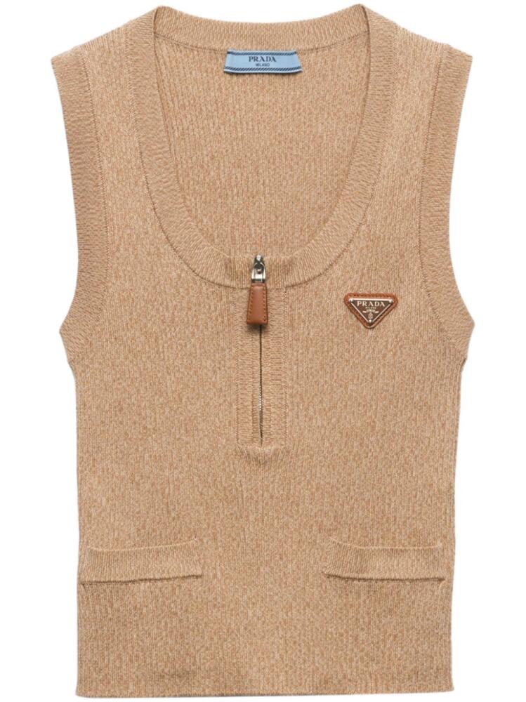 Prada cotton knitted tank top - Neutrals Cover